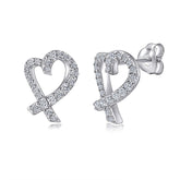 Hollow Heart Silver Studs Earrings for Women