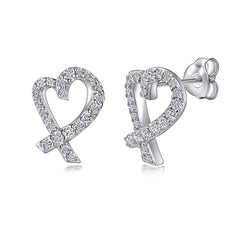 Hollow Heart Silver Studs Earrings for Women