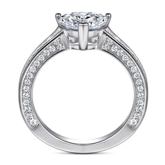 Three Prongs Heart-shape Zircon Cathedral Silver Ring