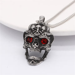 Halloween Red Eye Skull Titanium Steel Pendant for Men