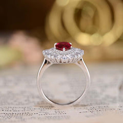 Luxury Halo Pear Drop Lab Created Ruby Ring