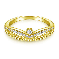 Round Zircon Modern Split Shank Silver Ring