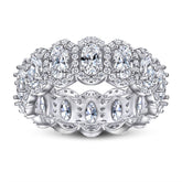 Exaggerated Oval Zircon Beading Silver Ring for Women