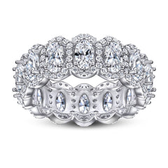 Exaggerated Oval Zircon Beading Silver Ring for Women