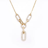 (Two Colours) White Zircon Geometric Buckles Pendants Collarbone Necklace for Women