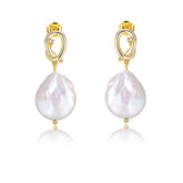Irregular Baroque Pearl Silver Drop Earrings for Women