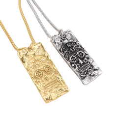Halloween Mexican Skull Rectangle Titanium Steel Pendant for Men