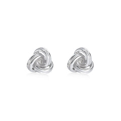Hollowed-out Geometric Three Rings Silver Stud Earrings for Women