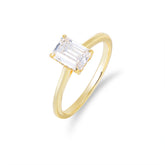 Rectangle White Zircon Solitaire Sterling Silver Ring