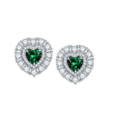 Halo Heart Shape Lab Created Emerald Studs