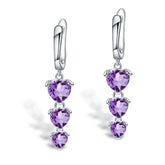 European Retro Colourful Gemstone Beading Silver Drop Earrings for Women
