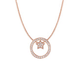 Zircon Circle with Star Silver Necklace for Women