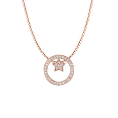 Zircon Circle with Star Silver Necklace for Women
