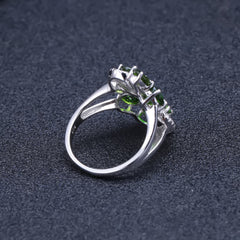 Luxurious Natural Gemstones Split Shank Silver Ring