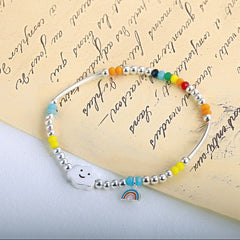 Rainbow Cloud Colourfule Beading Silver Bracelet for Women