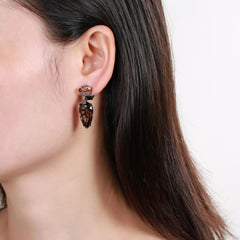 Crystal Owl Silver Drop Earrings for Women