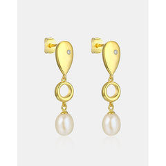 Pear Drop Shape with Natural Pearl Silver Drop Earrings for Women