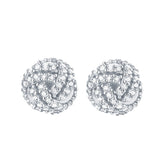 Zircon Circular Knot Silver Studs Earrings for Women