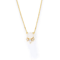 Moon Stone with Zircon Sterling Silver Necklace for Women