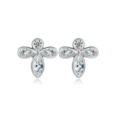 Zircon Flower Design Silver Studs Earrings for Women