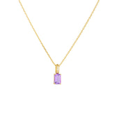Emerald Cut Natural Gemstone Pendant Silver Necklace