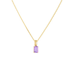 Emerald Cut Natural Gemstone Pendant Silver Necklace