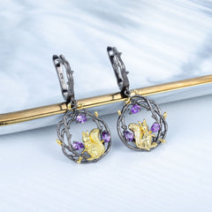 Squirrel Sterling Silver Drop Earrings for Women