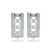 Zircon Net Half Circle Silver Studs Earrings for Women
