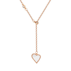 Mother of Pearl Heart Tassels Silver Necklace for Women
