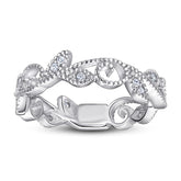 Zircon Hollow Leaves Silver Ring