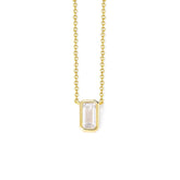 Emerald Shape Zircon Pendant Silver Necklace for Women