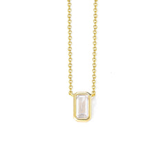 Emerald Shape Zircon Pendant Silver Necklace for Women