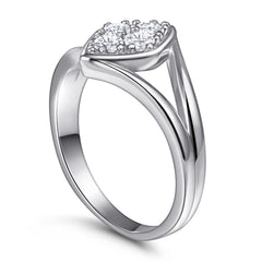 Rhombus with Round Zircon Modern Split Shank Silver Ring