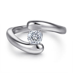 Embrace Round Zircon Solitaire Silver Ring for Women
