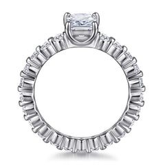 (1.0CT) Emerald Cut Zircon Solitaire Silver Ring for Women