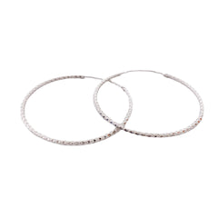 Concave-convex Rhombus Big Silver Hoop Earrings for Women