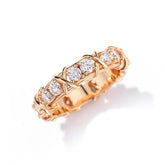 Row of Round Zircon Cross Shape Sterling Silver Ring