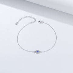 Blue Zircon Devil's Eye Silver Bracelet for Women