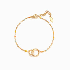 Double Hollow Circle Rainbow Sterling Silver Bracelet