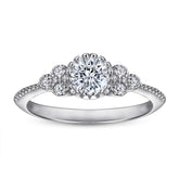 (0.5CT) Round Zircon Cathedral Silver Ring for Women