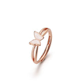Mother of Pearl Butterfly Silver Ring for Women