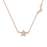 Zircon Star Pendant with Moon Silver Necklace for Women