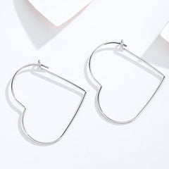 Heart Shape Silver Hoop Earrings for Women