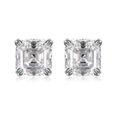 Solitaire 1.0 Carat Asscher Cut Moissanite Silver Stud Earrings