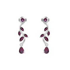 Sag Branch Pear Shape Natural Gemstones Silver Drop Earrings
