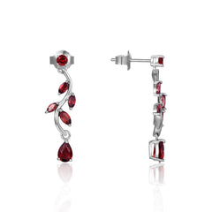 Sag Branch Pear Shape Natural Gemstones Silver Drop Earrings