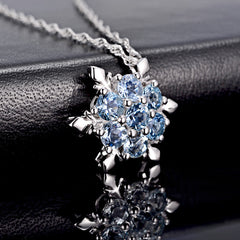 (Pendant Only) Bule Zircon Snowflake Silver Pendant for Women