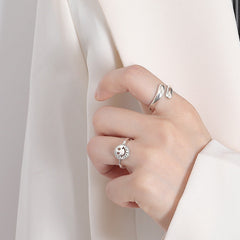 Simple Geometric Polished Opening Sterling Silver Ring