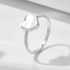 Heart Shape Mother of Pearl Silver Ring