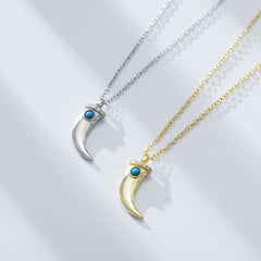 Turquoise Crescent Pendant Sterling Silver Necklace for Women